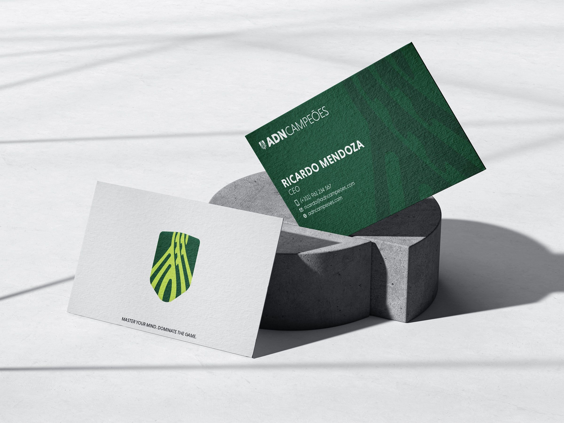 Business cards with the shield.